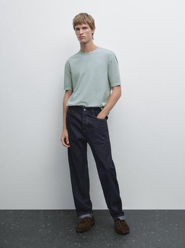 Camiseta manga corta efecto desgastado - Azul / Gris de Zara