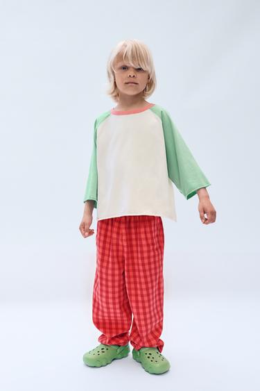 2-14 سنة/ بنطلون باجي بمربعات فيشي LIMITED EDITION - مطبوع الخاص بـ Zara