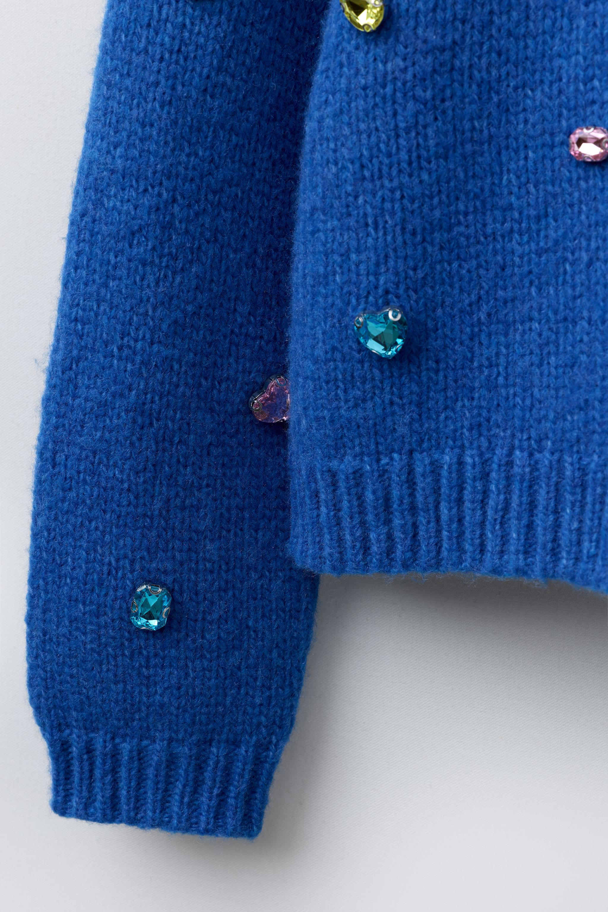 KNIT JUMPER WITH STONES - Electric blue | ZARA United States