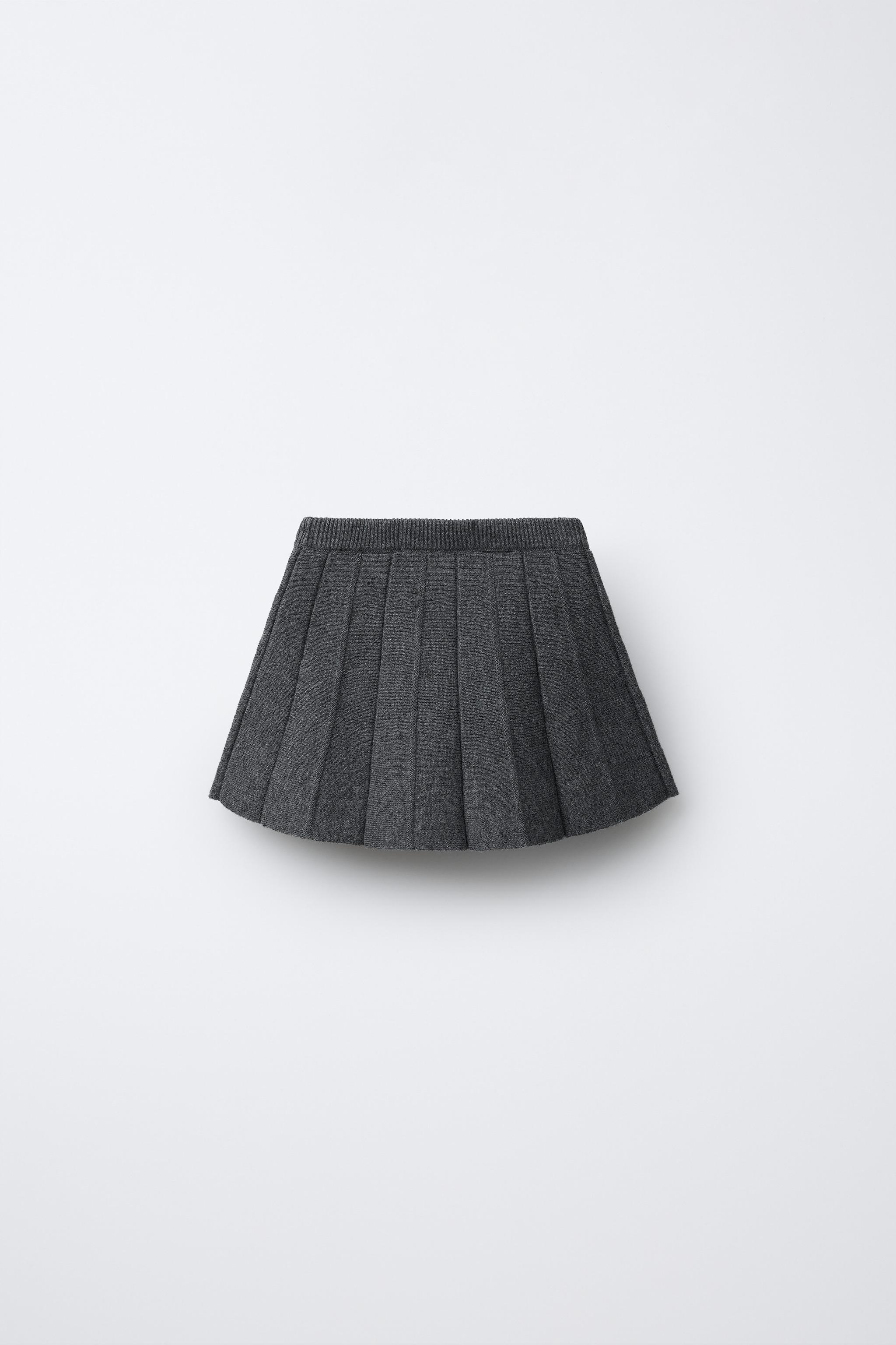 WOOL BLEND KNIT SKIRT WITH BOX PLEATS