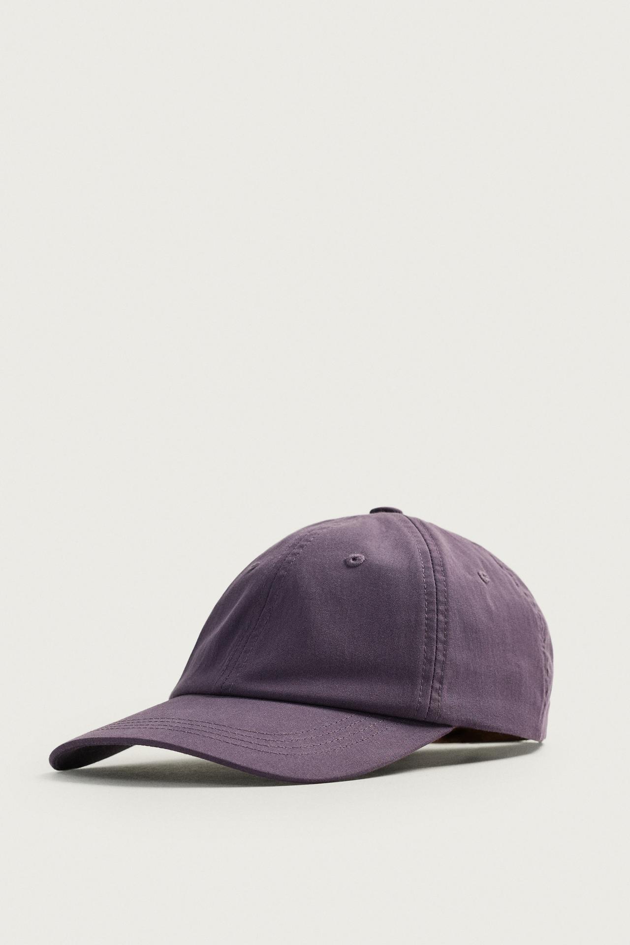 CONTRAST-TRIM STRAPBACK CAP — Purple