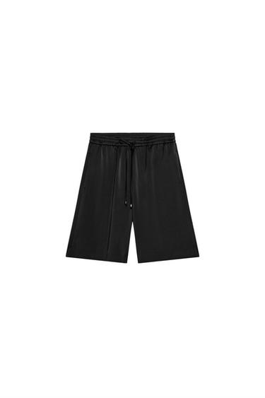 LONG SATIN BERMUDA SHORTS - Black by Zara
