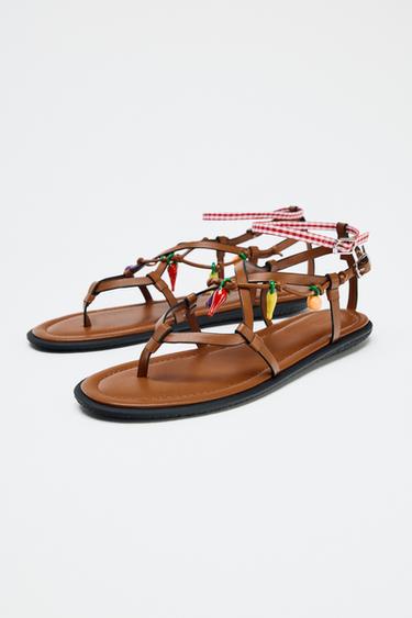 STRAPPY CHARM SANDALS - Brown by Zara - Image 3