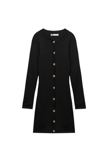 KNIT DRESS WITH GOLD BUTTONS