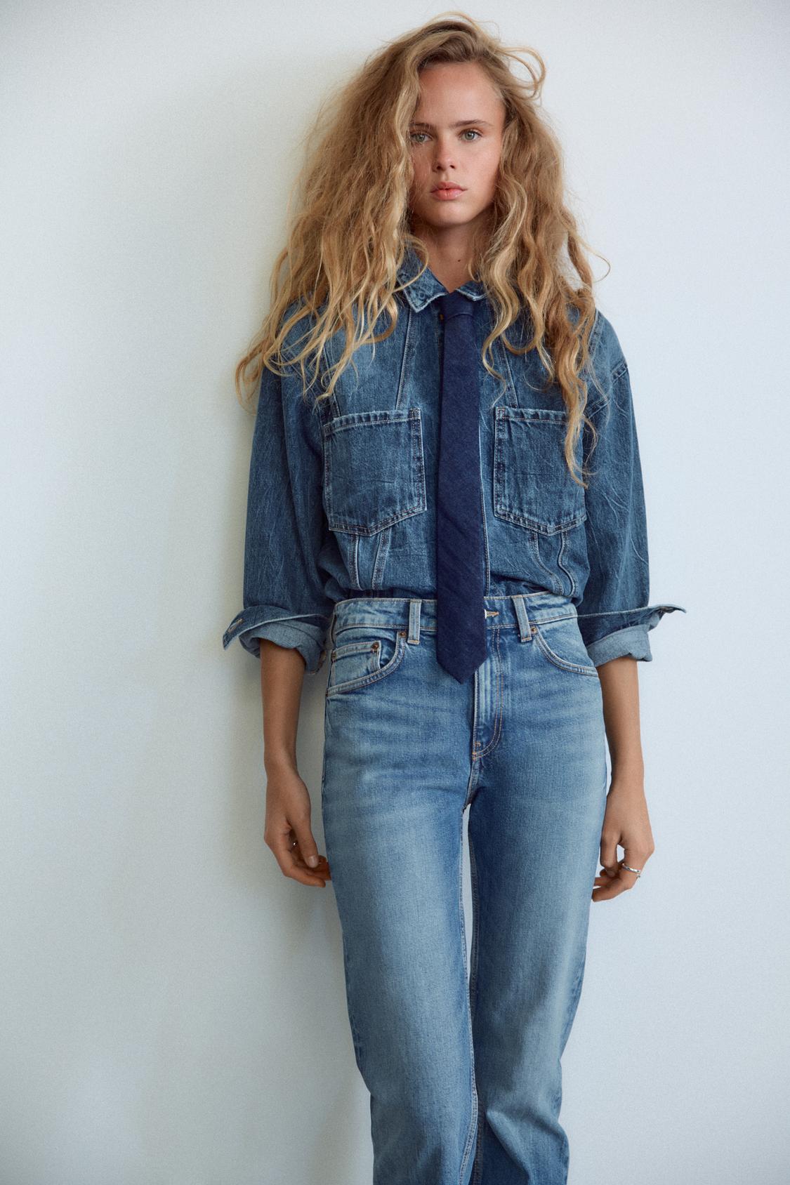 TRF STRAIGHT LEG JEANS WITH A HIGH WAIST