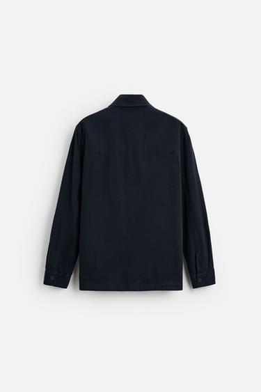 SURCHEMISE COTON - LIN - Bleu roi de Zara - Image 6