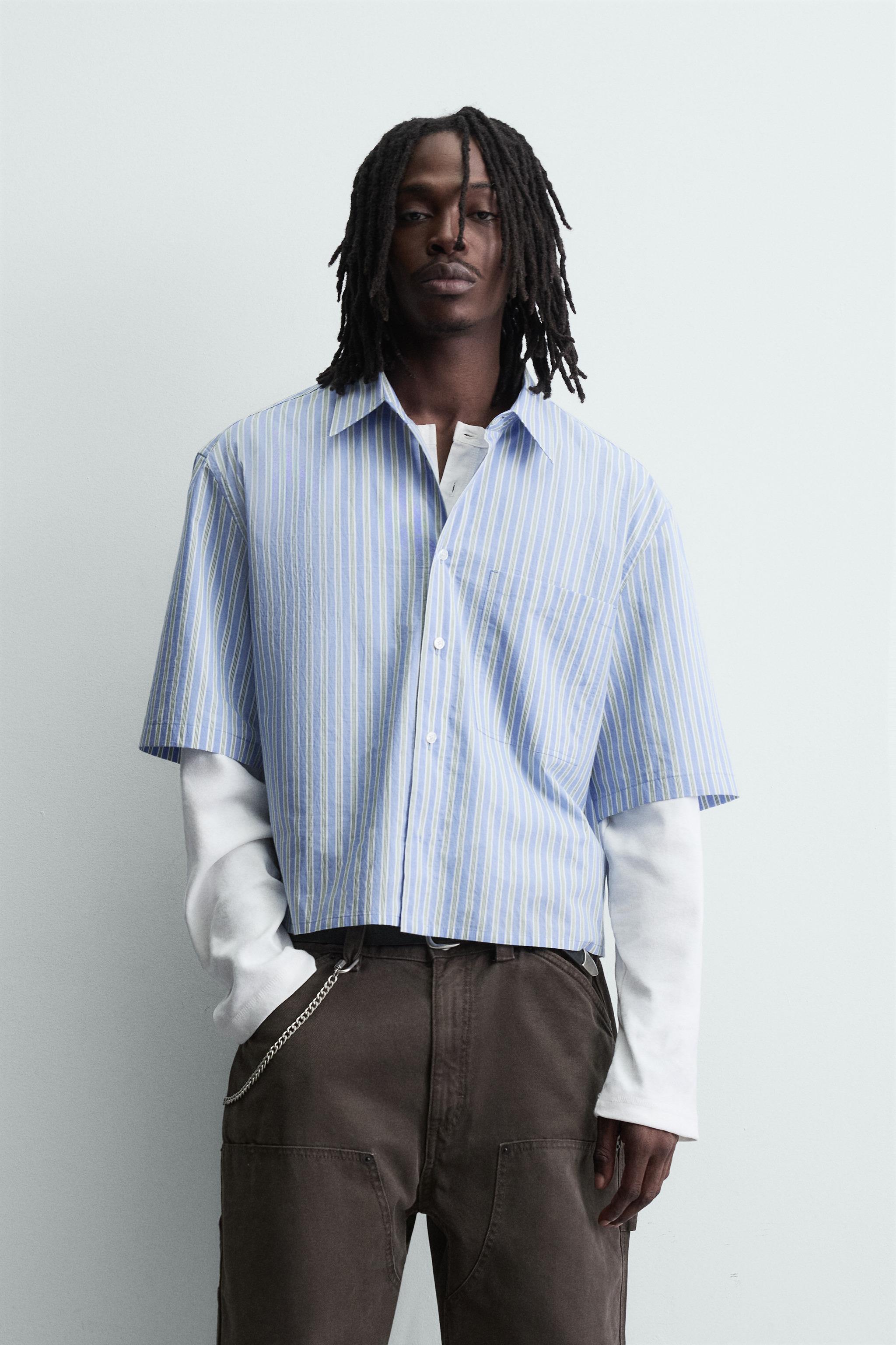 CONTRAST STRIPED SHIRT - Blue | ZARA United States