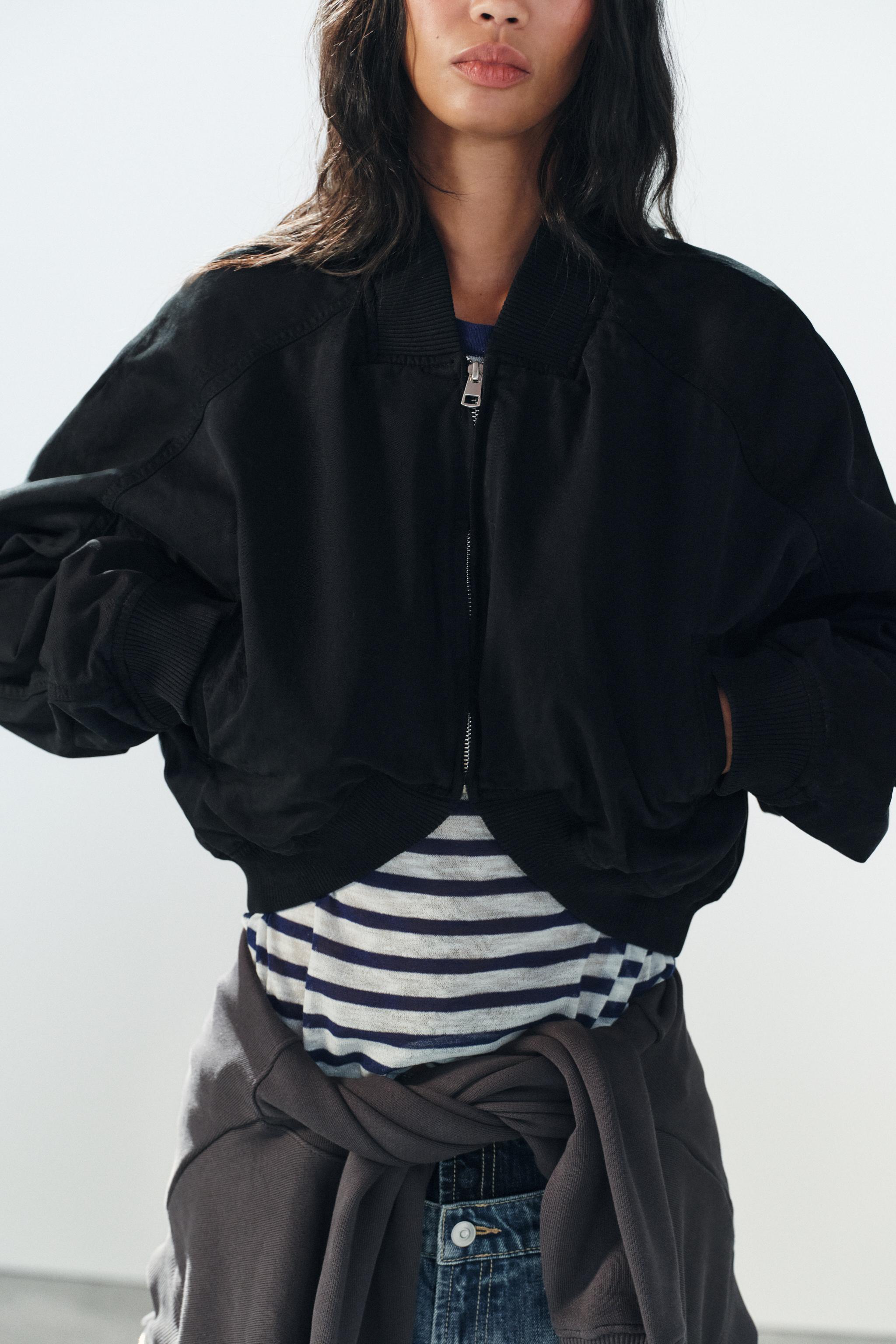 VESTE BOMBER À BAS ASYMÉTRIQUE