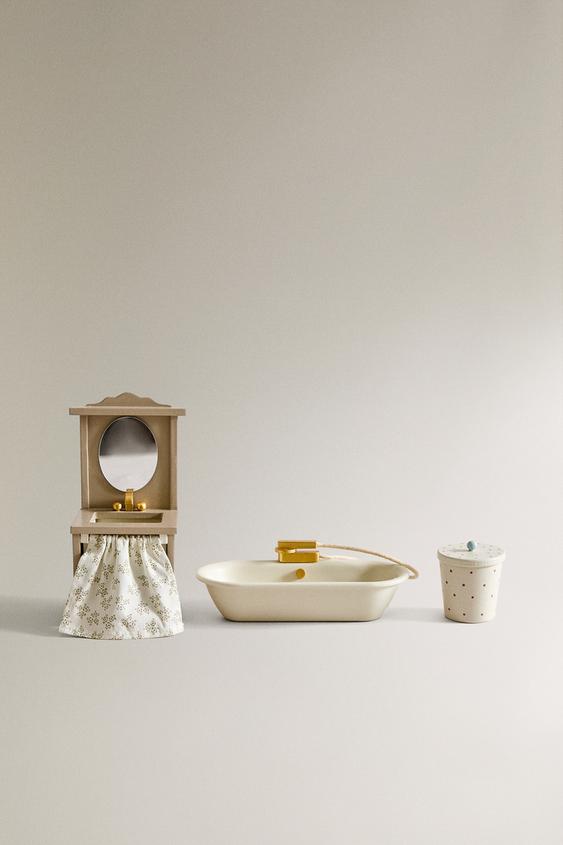 SET JUGUETE INFANTIL BAÑO CASITA MUÑECAS - Crema de Zara - Imagen 0