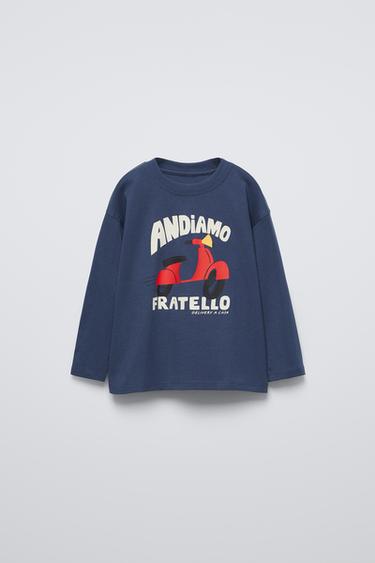 PRINTED T-SHIRT - Navy blue by Zara