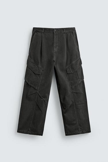 RELAXED FIT CARGO TROUSERS - Dark grey by Zara