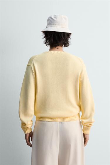 PULL STRUCTURÉ EN COTON - Jaune de Zara - Image 2