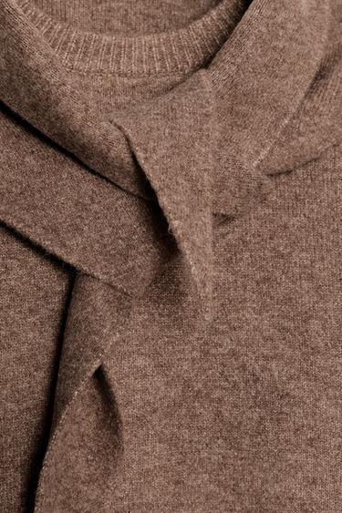 KNIT JUMPER WITH SCARF - Mink marl by Zara - Image 3