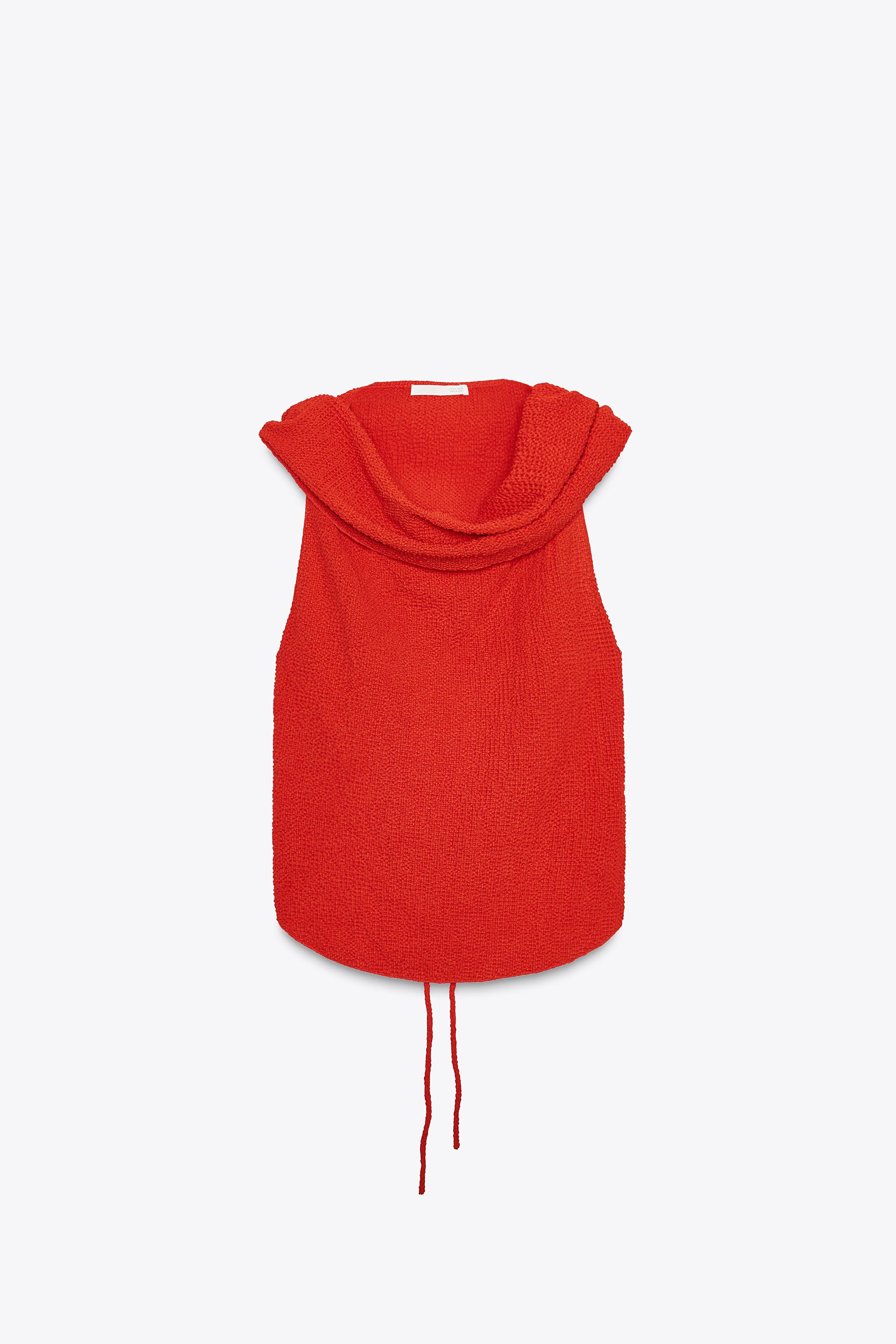 MULTI-POSITION LAYERED TEXTURED TOP - Intense red | ZARA