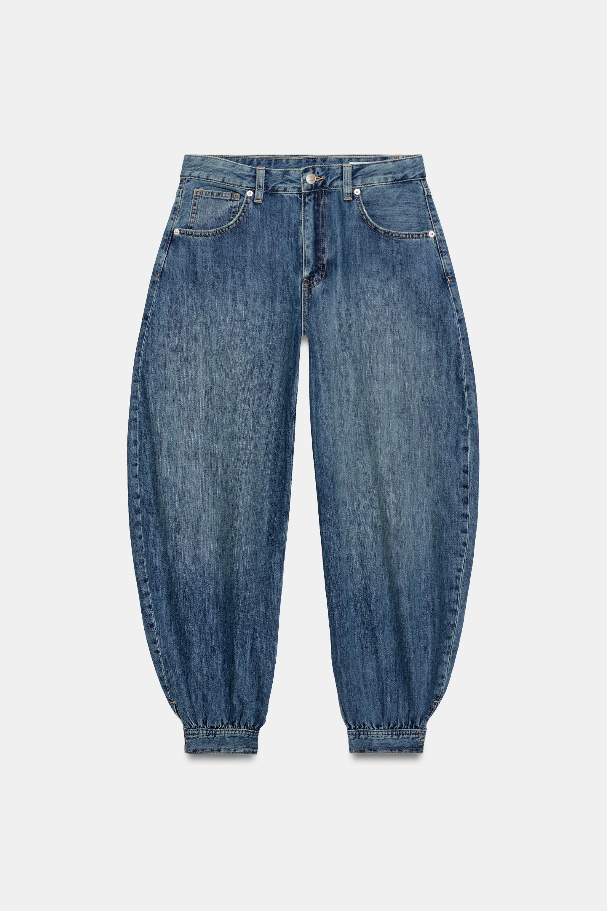 TRF MID-RISE BALLOON JEANS WITH BUTTON TABS
