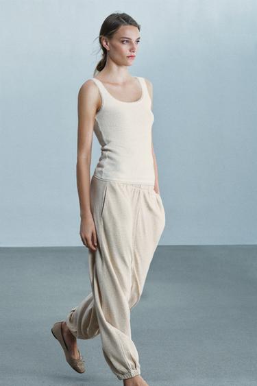 BALLOON PANTS — Beige marl 1
