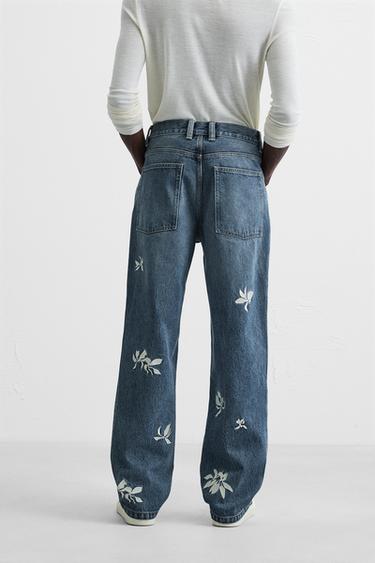 EMBROIDERED RELAXED FIT JEANS - Mid-blue by Zara - Image 2