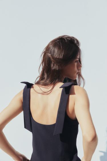 STRETCH TOP WITH BOWS - Black by Zara - Image 3