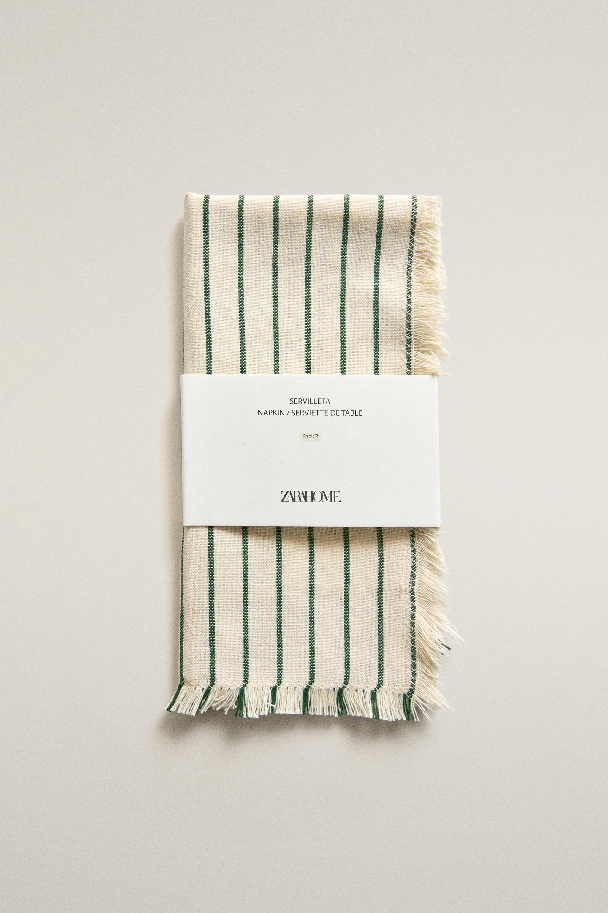 PACK OF STRIPED NAPKINS WITH FRINGE (PACK OF 2)
