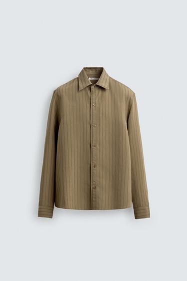 STRIPED FLOWING SHIRT - Khaki by Zara
