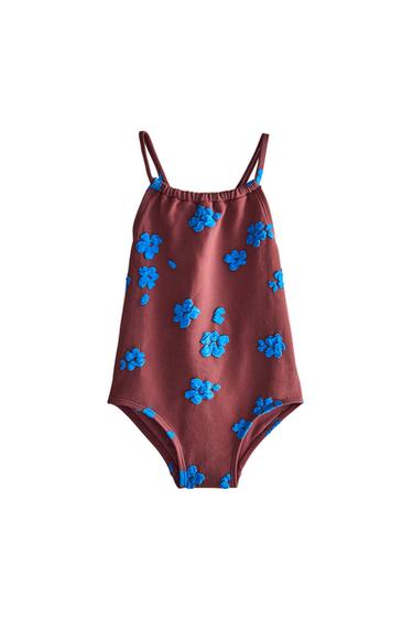KINDER-BADEANZUG MIT BLUMEN - Weinrot von Zara