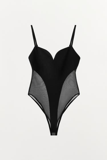 COMBINED STRAPPY BODYSUIT - Black by Zara