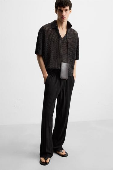 PANTALON EN MAILLE STRUCTURÉE - Noir de Zara - Image 4