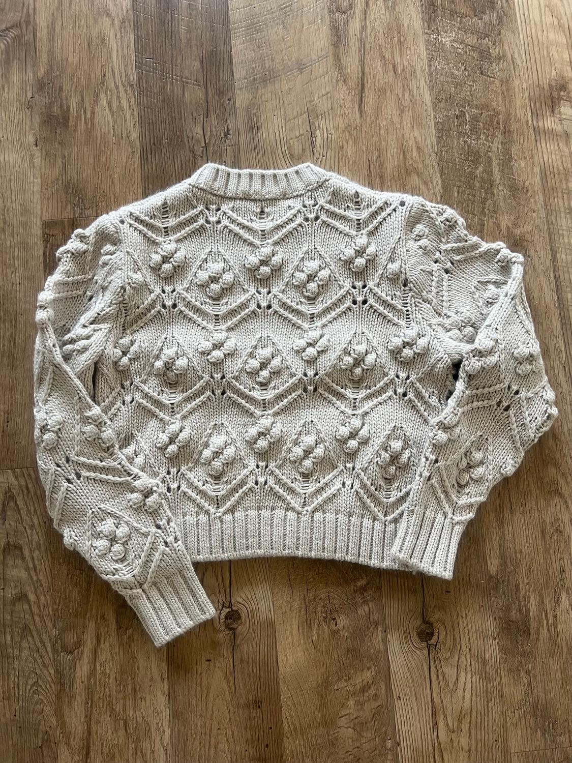 CABLE KNIT SWEATER WITH POMPOMS - Image 2