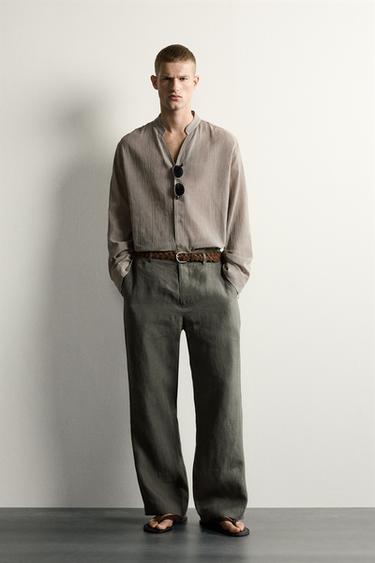 RELAXED FIT JACQUARD SHIRT - Brown Stripes by Zara - Image 0