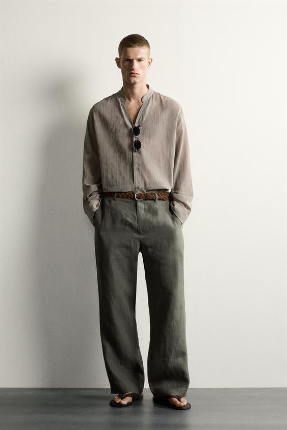 CAMISA RELAXED FIT JACQUARD - Brown Stripes de Zara - Imagen 0
