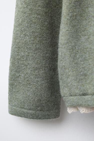PULL EN MAILLE À DENTELLE - Vert clair de Zara - Image 2