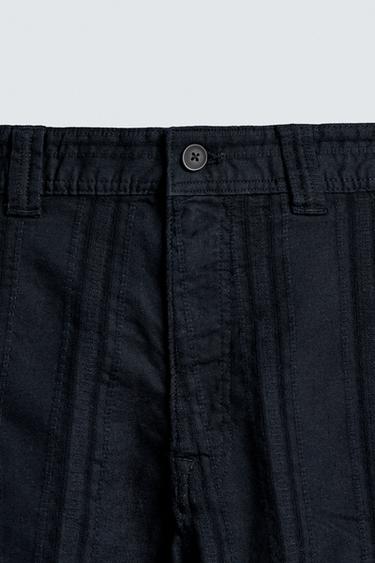 STRIPED JACQUARD TROUSERS - Navy blue by Zara - Image 8