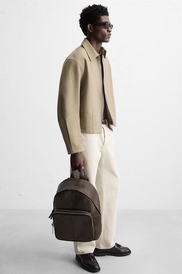 LEATHER BACKPACK - Brown by Zara - Image 1