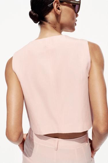 GILET COURT FENTES - Rose de Zara - Image 5