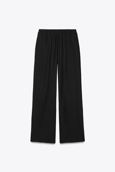 WIDE-LEG TROUSERS WITH ELASTIC WAISTBAND - Black by Zara - Image 5