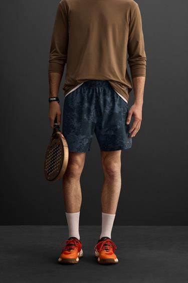 PRINTED TRAINING SHORTS - Blue by Zara - Image 1