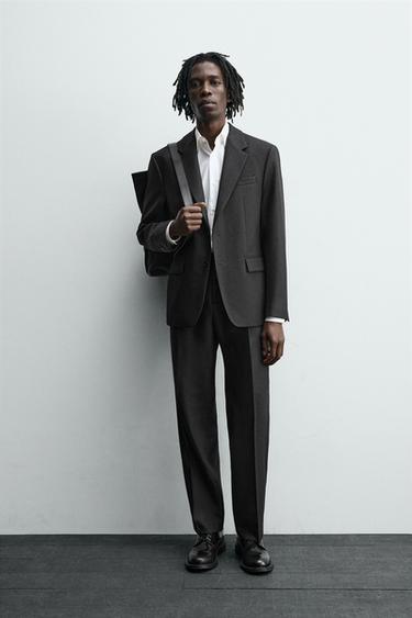 TEXTURED WOOL BLEND SUIT TROUSERS - Black by Zara