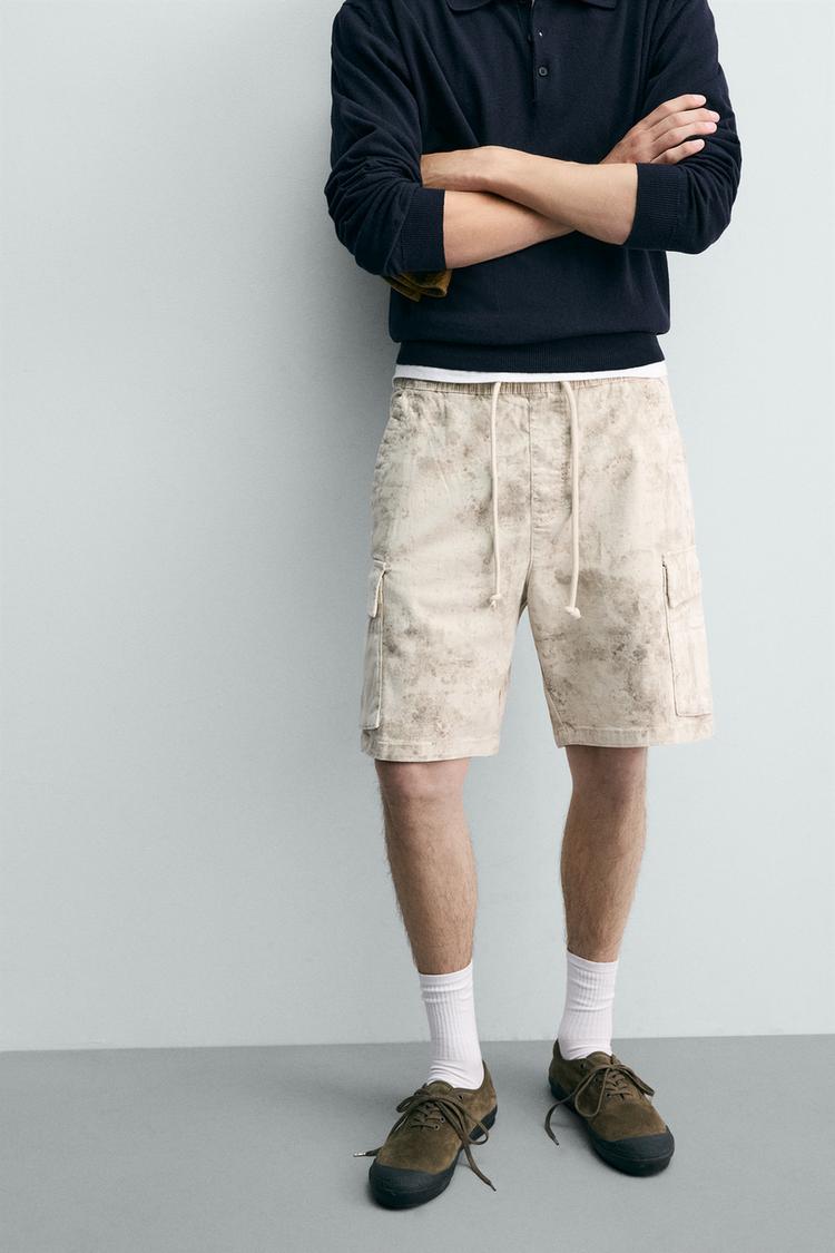 Pantalones cortos cargo tipo bermuda de corte relajado y color desgastado 5
