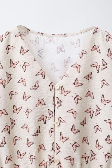 BUTTERFLY PRINT DRESS - Ecru by Zara - Image 2