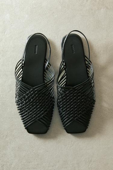 CRISS-CROSS STRAP LEATHER SANDALS - Black by Zara - Image 6