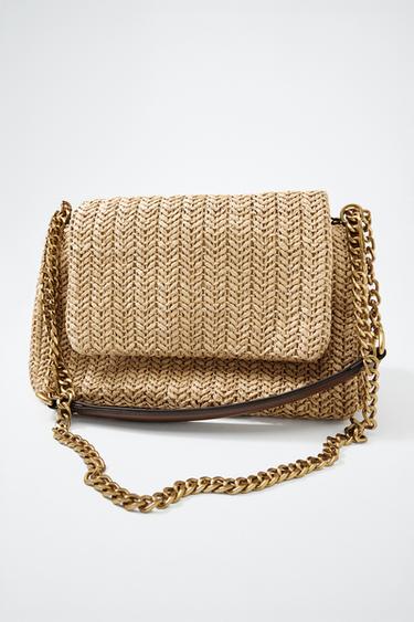 BORSA A TRACOLLA CON CATENA METALLICA - Beige chiaro di Zara