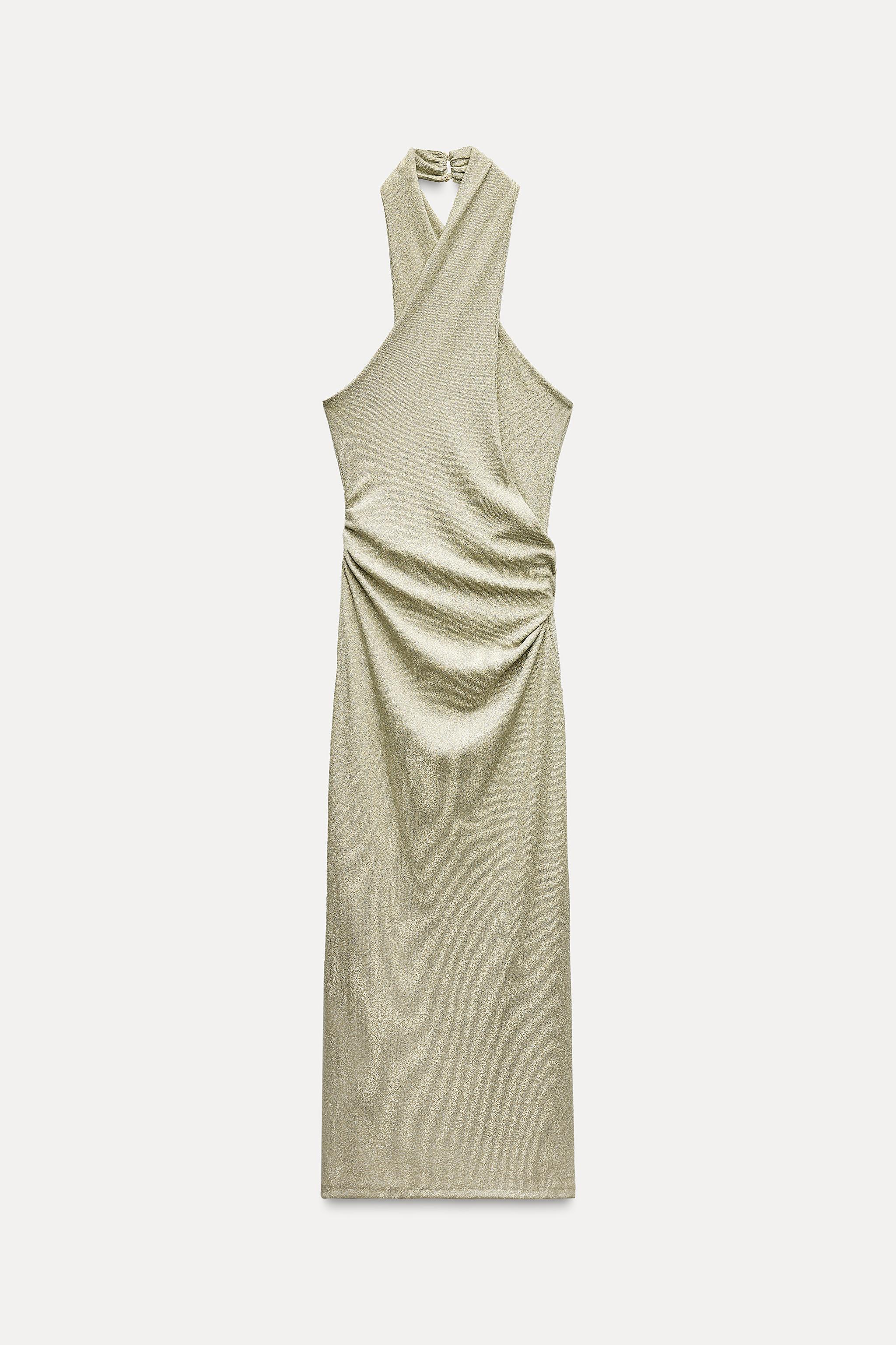 HALTER DRESS WITH METALLIC THREAD Gold ZARA United States