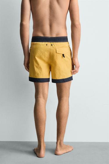 CONTRAST LONG SWIMMING TRUNKS - Light yellow by Zara - Image 2