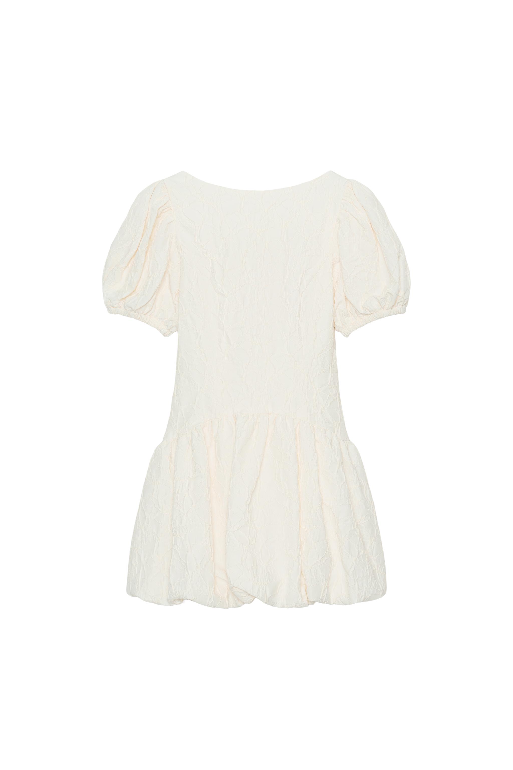 JACQUARD BALLOON MINI DRESS - Ecru | ZARA United States JACQUARD BALLOON MINI DRESS - Ecru | ZARA United States