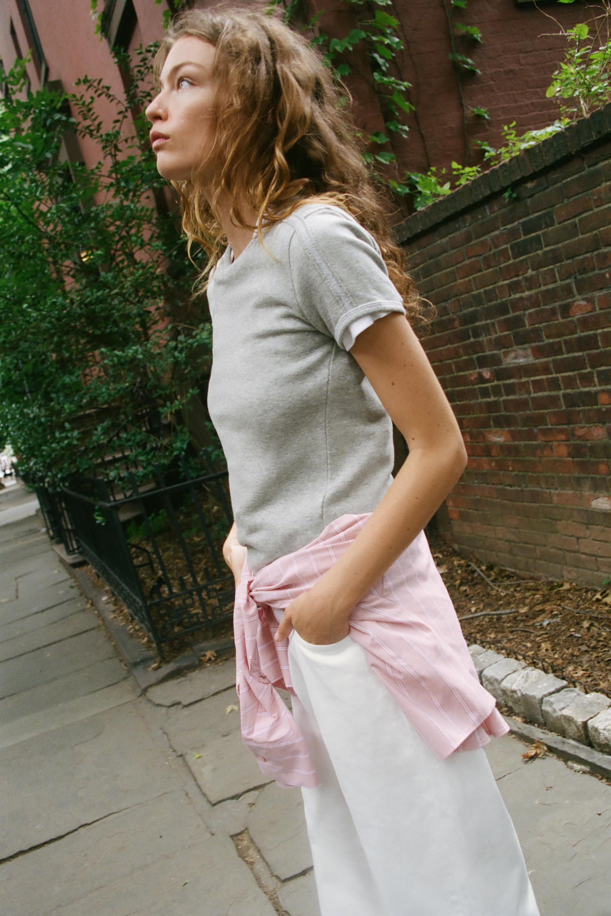 CONTRAST T-SHIRT — Gray marl