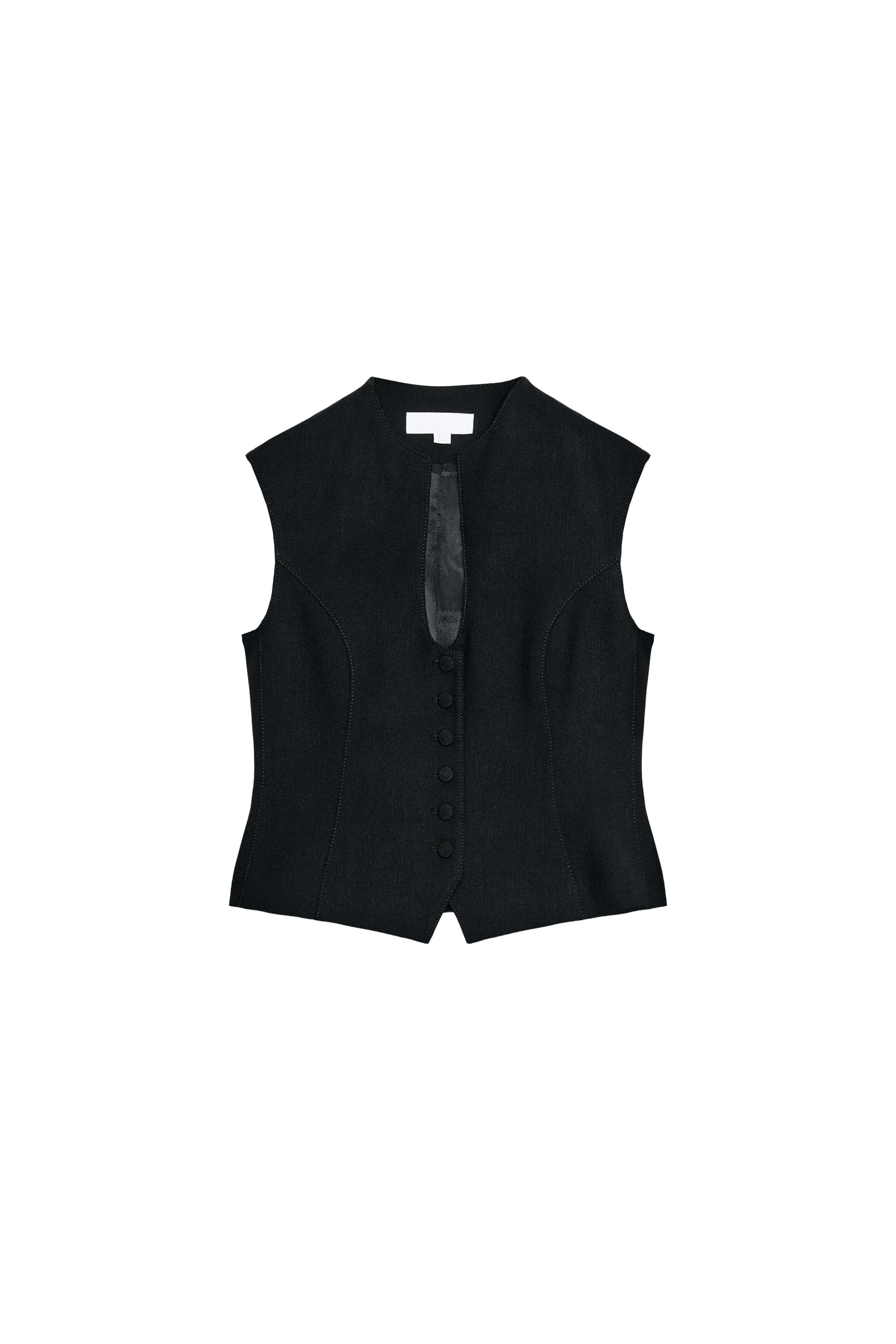 COVERED-BUTTON VEST