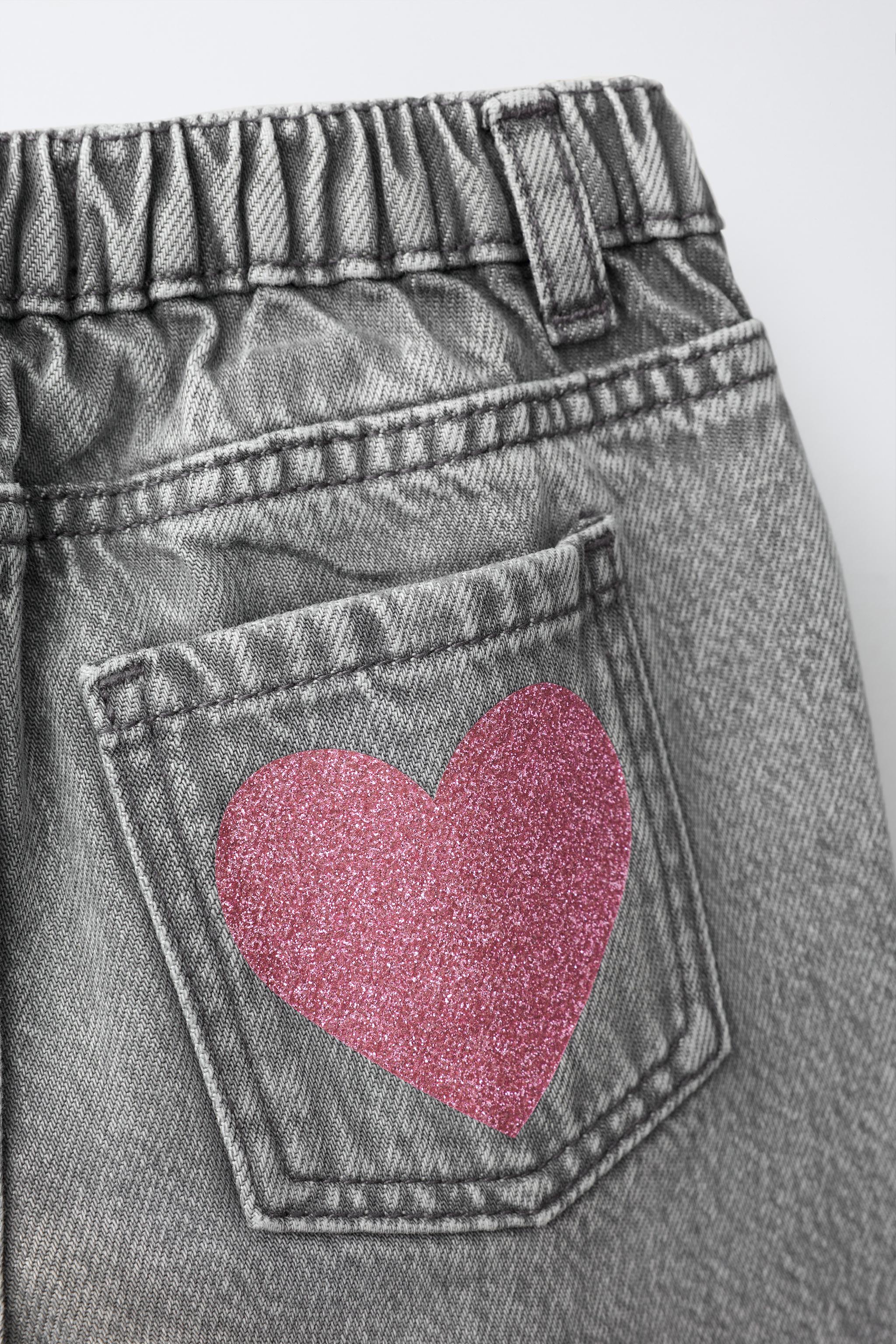 Детские джинсы Zara STAR AND HEART WIDE LEG JEANS — фото 5