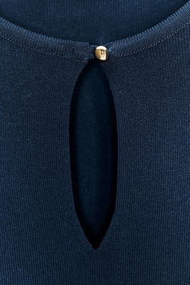 TOP EN MAILLE À BRODERIES AJOURÉES - Bleu roi de Zara - Image 7