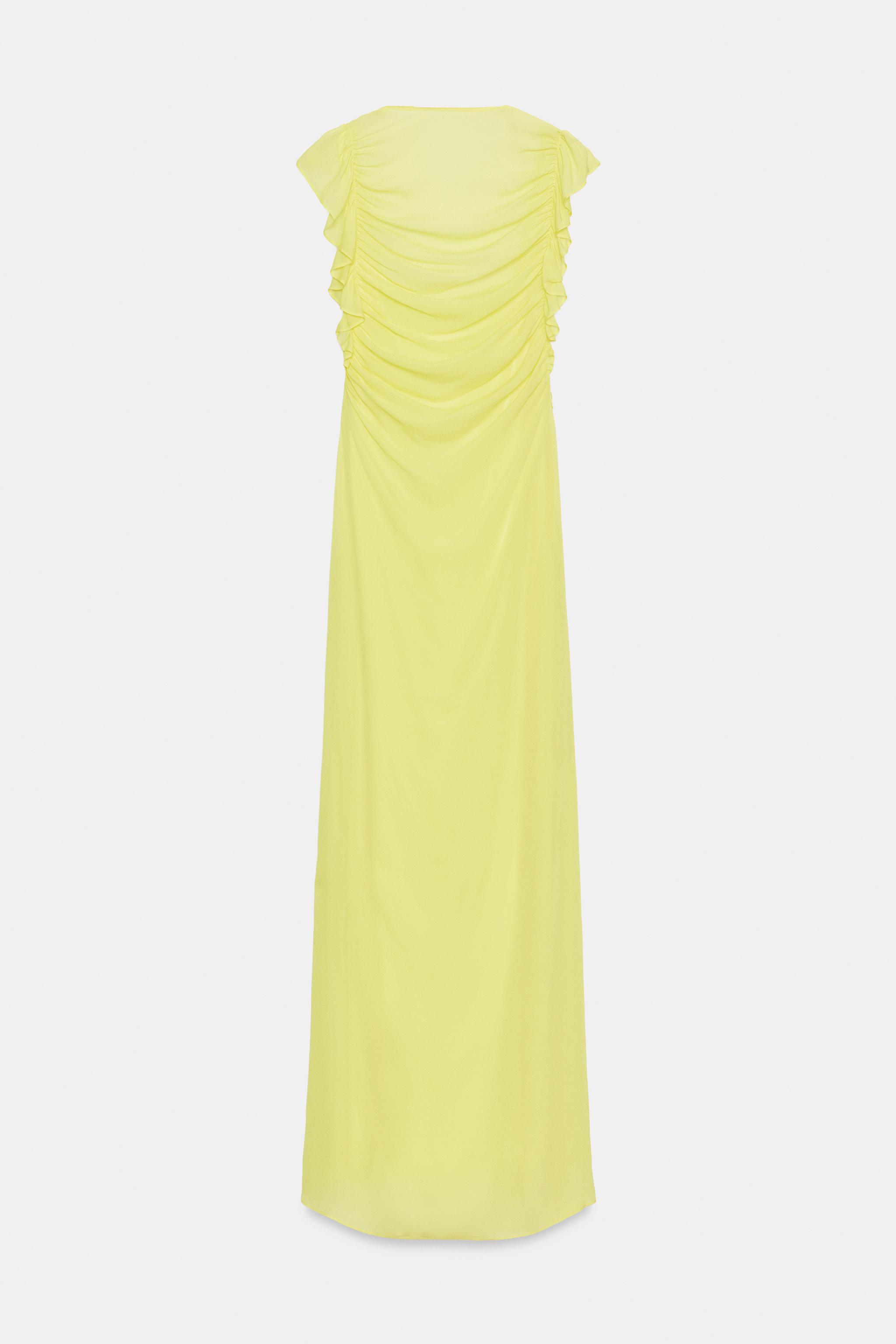 LONG GEORGETTE DRESS - Lemon yellow | ZARA United States