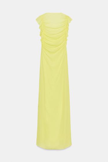 LONG GEORGETTE DRESS - Lemon yellow by Zara - Image 4